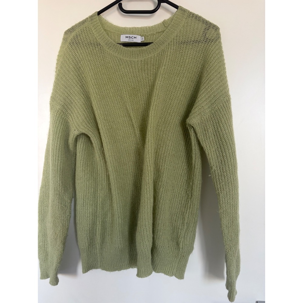 Moss Copenhagen MSCH Bennet Mohair O Pullover Sage Green Knit Sweater L/XL